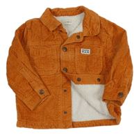 Hrdzavá menšestrová zateplená bunda s nápisom F&F