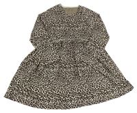 Bílo-kávovo-béžové vzorované šaty Dunnes