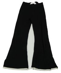 Čierne rebrované úpletové flare nohavice H&M