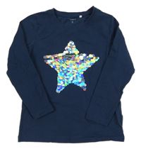 Tmavomodré tričko s hvězdičkou z flitrů Name it