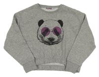 Sivá melírovaná crop oversize mikina s pandou Pepperts