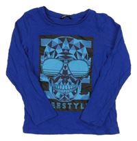 Kobaltově modré tričko s lebkou Pep&Co