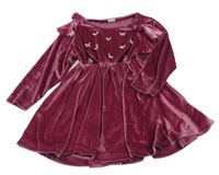 Ružové zamatové šaty s mašličkami Shein