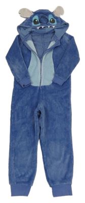 Modrá chlupatá kombinéza s kapucí - Stitch George