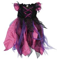 Kostým - Růžovo-černé saténové šaty se síťovinou Tesco