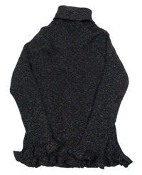 Černo-barevný žebrovaný svert s rolákom Primark