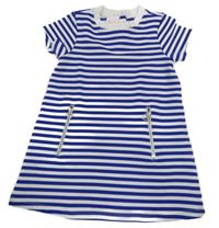 Tmavomodro-biele pruhované šaty so zipy Chicco