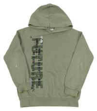 Zelenošedá mikina s nápisom a kapucňou H&M