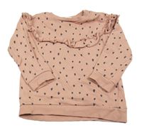 Svetloružová mikina so vzorom a volánikmi H&M