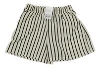Nové - Smetanovo-čierne pruhované kraťasy Next