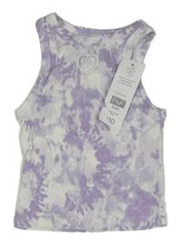 Nové - Fialovo-biely batikovaný rebrovaný crop top F&F