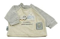 Béžovo-pruhovaná zamatová mikina so zvieratkami C&A