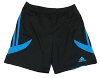 Černo-azurové sportovní funkční kraťasy s logem Adidas