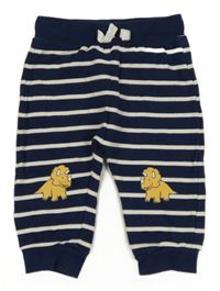 Tmavomodro-biele pruhované tepláky s dinosaurami M&S