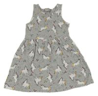 Sivé melírované šaty s jednorožcami Matalan