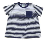 Tmavomodro-biele pruhované tričko s vreckom TEX