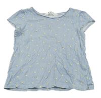 Světlemodro-biele prúžkované tričko s citrónmi H&M