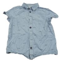 Modrá melírovaná košeľa so žralokmi Topolino