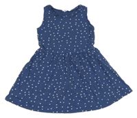 Tmavomodré bavlnené šaty s bodkami