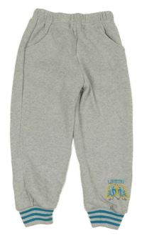 Šedé melírované tepláky s ptáčky 