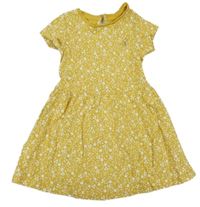 Horčicové bavlnené kvetované šaty Mothercare