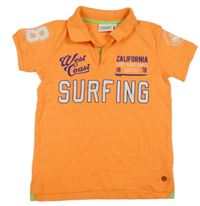 Oranžové polo tričko s nápismi Orange Stars