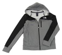 Šedo-černá propínací funkční sportovní mikina s kapucí a logem The North Face
