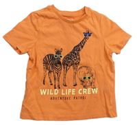 Oranžové tričko se zvířátky a nápisem everyday