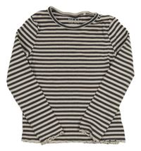 Tmavošedo-světlepudrové pruhované rebrované tričko zn. Next