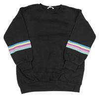 Čierna oversize dlhá mikina s farebnymi pruhmi M&S