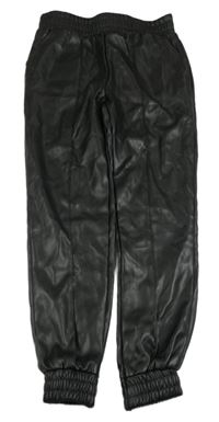 Černé cuff koženkové kalhoty PRIMARK