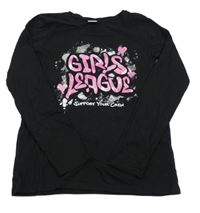 Čierne tričko s nápismi a srdiečkami Page one young