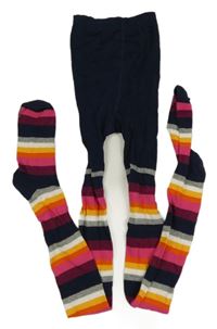 Tmavomodro-pruhované pančuchy YIGGA