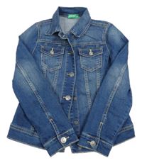 Modrá tepláková riflová bunda s límečkem Benetton