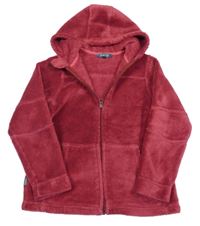 Vínová plyšová bunda s kapucňou me°ru'