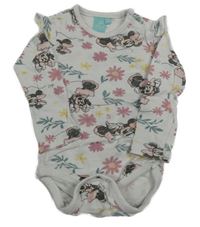 Biele body s Minnie a kvietkami a volánikmi Disney