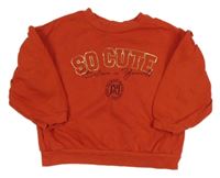 Červená oversize mikina s nápismi a volánikmi RIVER ISLAND