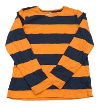 Tmavooranžovo/tmavomodré pruhované triko LINCOLN&SHARKS