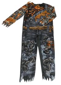 Kostým - Tmavošedo-oranžový cípatý overal s dýní F&F