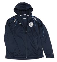 Tmavomodrá thermo propínací fotbalová mikina se znakem a kapucí JAKO