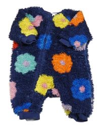 Tmavomodro-farebná kvetovaná huňatá kombinéza Next