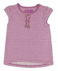 Ružovo-biele vzorované tričko s volánikmi Tu