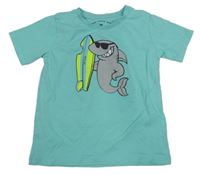 Světletyrkysové tričko se žralokem TOM TAILOR