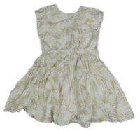 Biele plátenné šaty so zlatými lístečky TAPE 'A L'OEIL