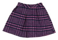 Tmavomodro-ružová kockovaná vlnená sukňa Nutmeg