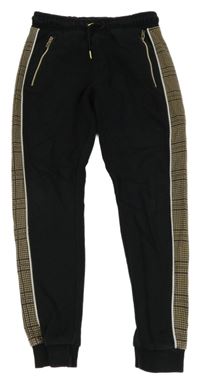 Čierno-béžové tepláky so vzorom a pruhmi George