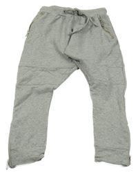 Šedé melírované turecké crop tepláky 