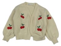 Smetanové svetrové bolérko s třešničkami SHEIN