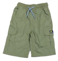 Khaki cargo capri nohavice s chameleonem a úpletovým pasom Kids