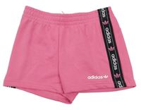 Tmavorůžovo-černé teplákové kraťasy Adidas
